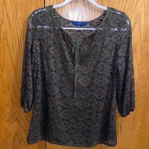 NEW Apt. 9 Olive Green Lace Blouse